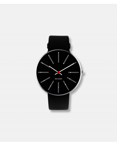 Arne Jacobsen Bankers Clock armbåndsur dia 40 mm - sort skive - design 1971