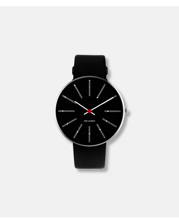Arne Jacobsen Bankers Clock armbåndsur dia 40 mm - sort skive - design 1971