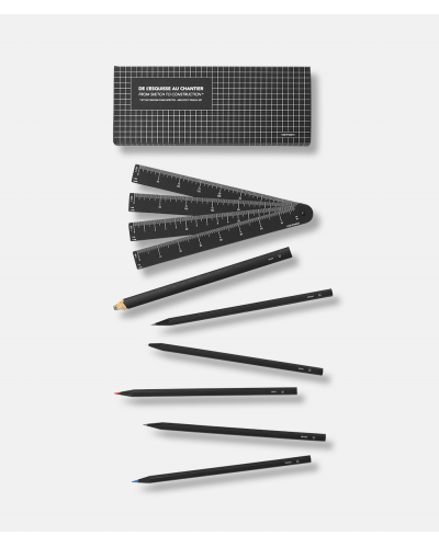 Architects Pencils Box - 6 pencils + cardboard scale ruler