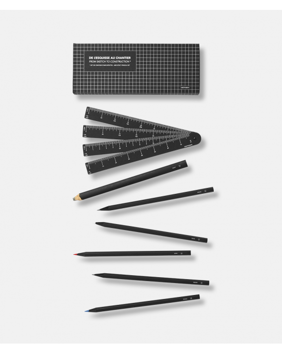 Architect Pencils Box - 6 pencils + cardboard scale ruler