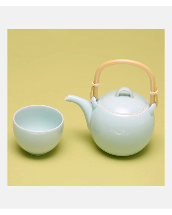 Japanese Mayu Teapot - Light blue glazed - Design Masahiro Mori