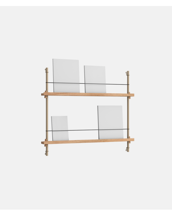 Magazine Shelving - MS.65.1 - Moebe - Oak and Warm Grey