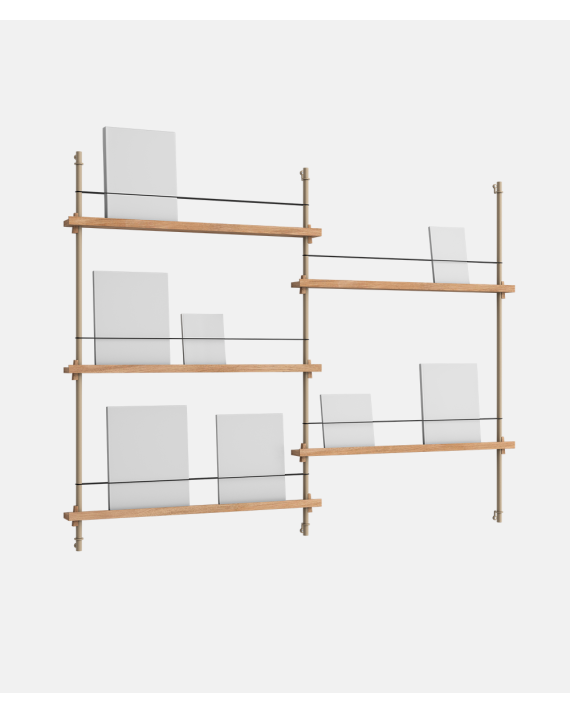 Magazine Shelving - MS.115.2 - Oak and Warm Grey - Moebe