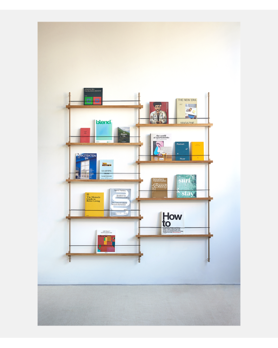 Magazine Shelving - MS.180.2 - Oak and Warm Grey - Moebe