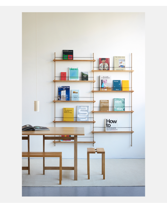 Magazine Shelving - MS.180.2 - Oak and Warm Grey - Moebe