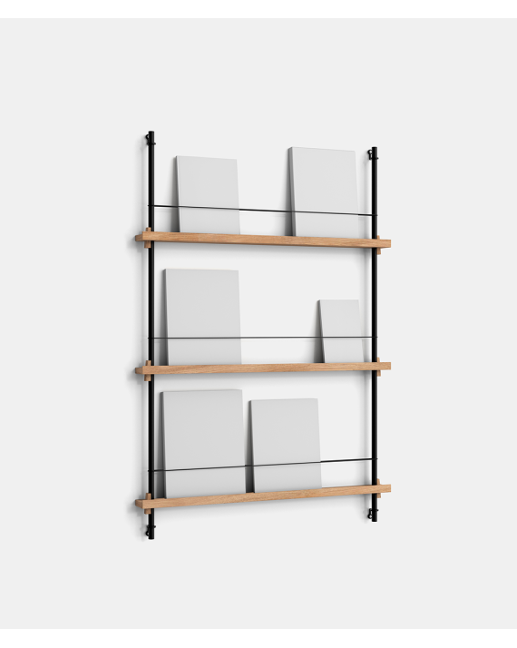 Magazine Shelving - MS.115.1 - Oak and Black - Moebe