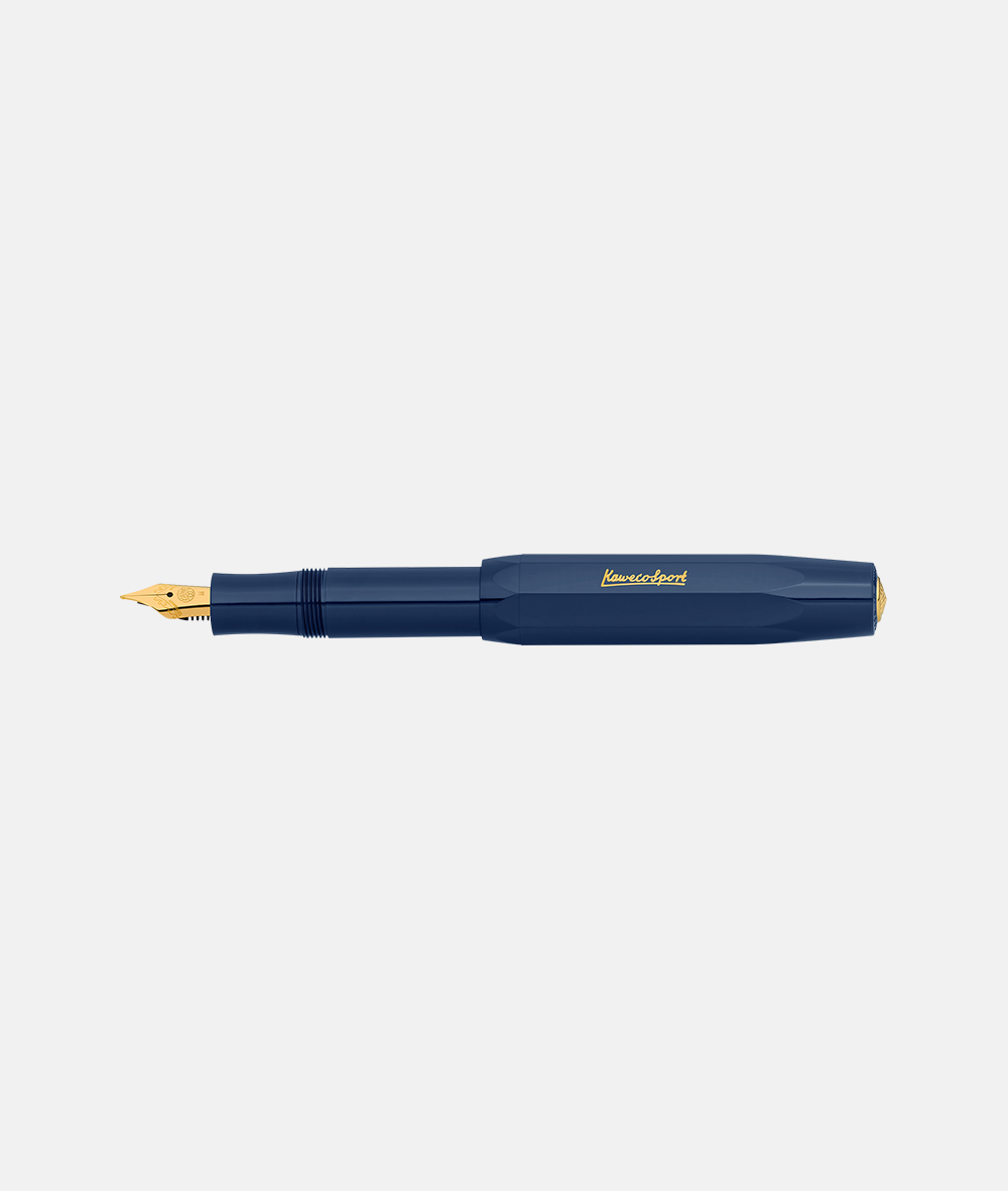 Kaweco Piston Al Sport Fountain Pen Set - Navy / Gold Trim - Pen City