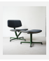 Raawii ARBA Lounge Chair - Dark Green Base / Dark Blue Leather