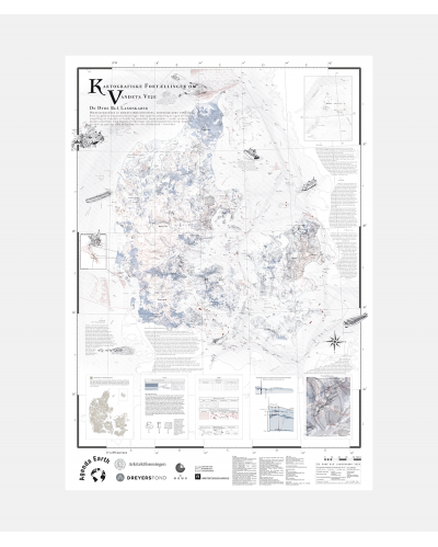 Det blå Danmarkskort - De dybe blå landskaber - A0 poster