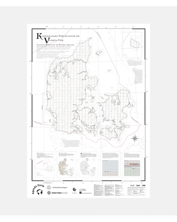 Det blå Danmarkskort - 4 stk - A0